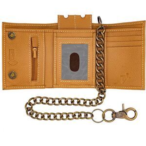 9912 Chain Wallets Biker Chains Top-Grain Cow Leather Trifold Wallet